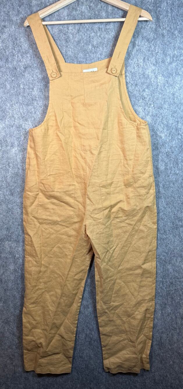 MATE The Label Maya Overalls Brown Medium 100% Linen Pockets Jumper